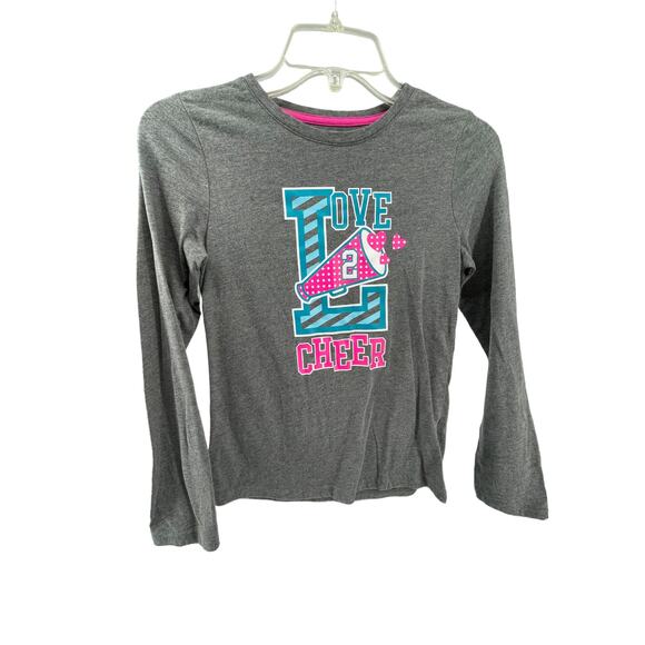 Danskin Now Drimore Gray Cheer Graphic Long Sleeve Top Youth Size Large 10-12 - Picture 1 of 4